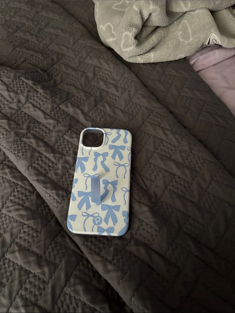 Blue Bow Pattern Phone Case with Stand